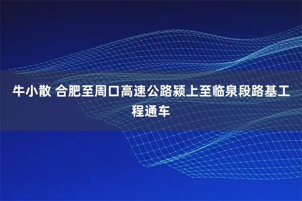牛小散 合肥至周口高速公路颍上至临泉段路基工程通车