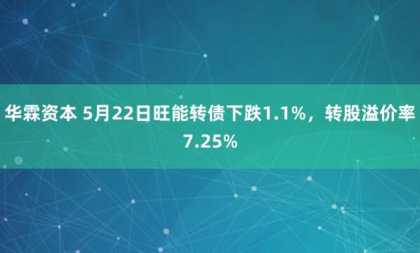 华霖资本 5月22日旺能转债下跌1.1%，转股溢价率7.25%